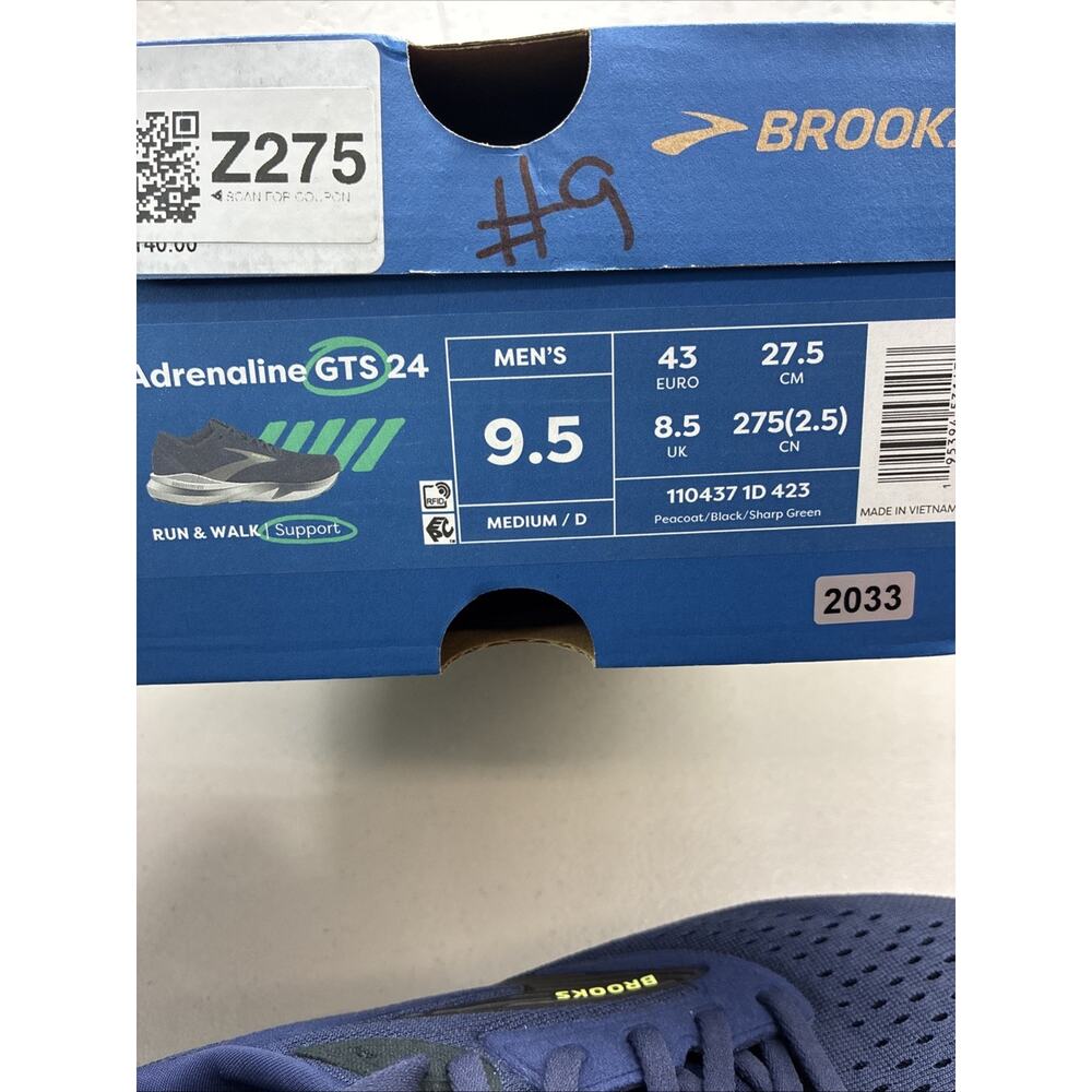 New Brooks Adrenaline GTS 24 Supportive Mens Size 9.5 Navy Blue Running Walking - Picture 7 of 7